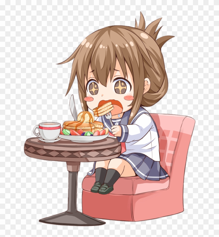 #scpancake #pancake #handpainted #watercolor #anime - Anime Girl Eating Pancakes Clipart