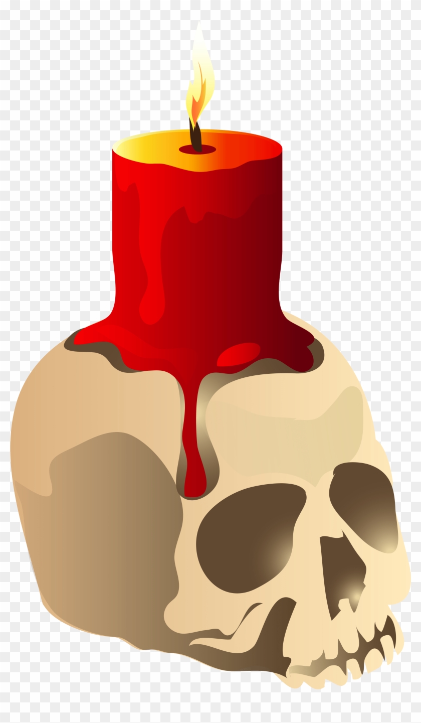 Halloween Skull Candle Png Clipart Image - Halloween Candle Clipart Transparent Png
