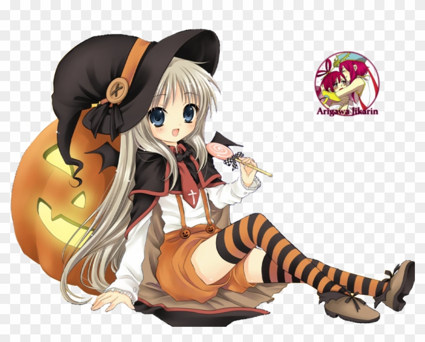 Halloween Anime Girl Render , Png Download - Anime Halloween Gif Transparent Clipart
