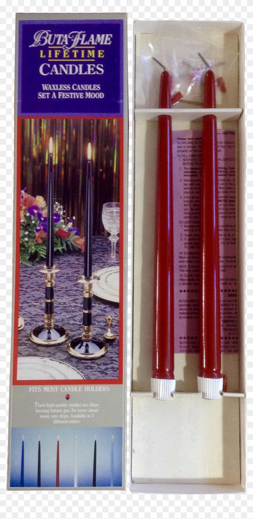 Vintage 12 Inch Red Candles Butane Gas Butaflame Lifetime - Brochure Clipart