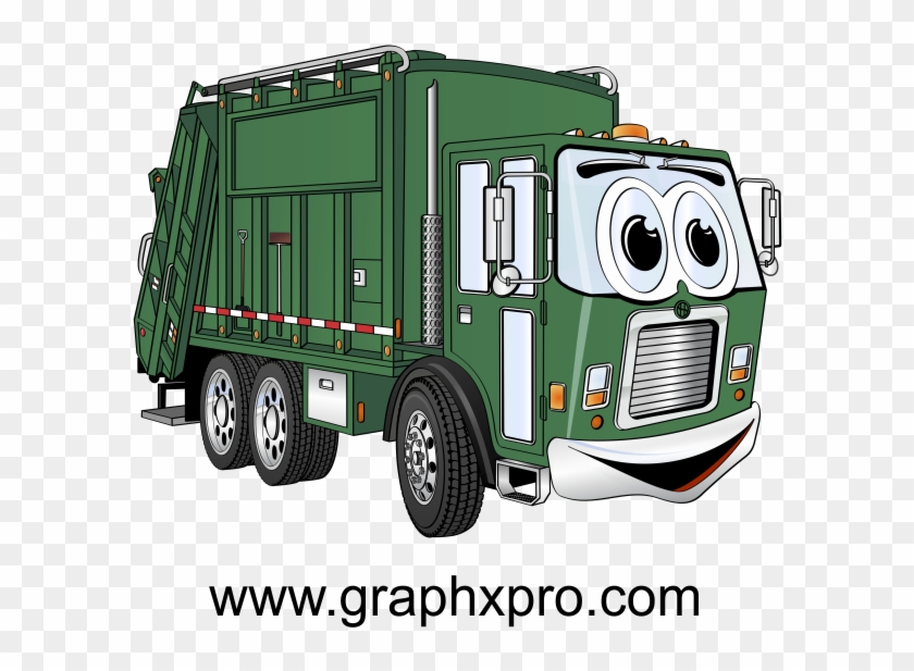 Green Garbage Truck Cartoon - Garbage Truck Clip Art Free - Png Download