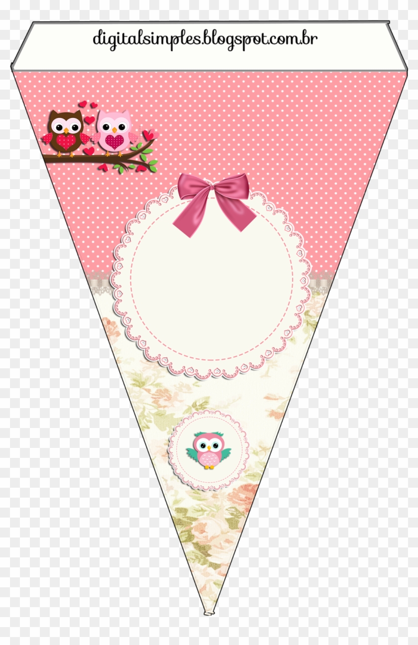 Free Pink Owl Bunting - Bandeirola Coruja Para Imprimir Clipart