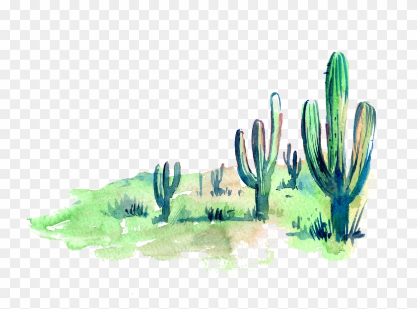 Picture - Watercolor Cactus Scenery Clipart #5536108