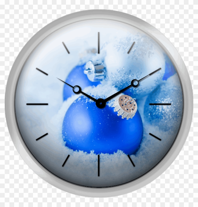Studio Shot Of Blue And Silver Christmas Ornament On - Wall Clock Clipart