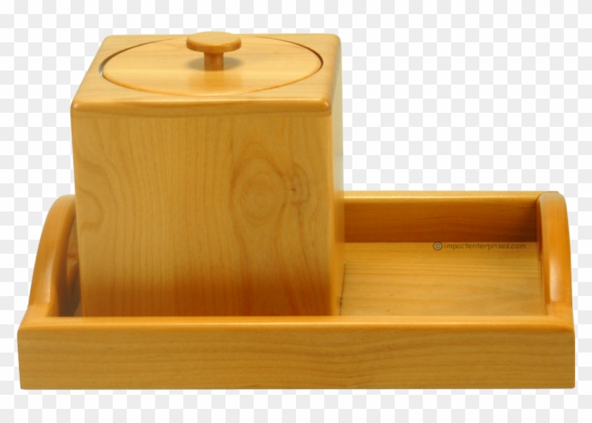 Solid Cherry Wood Ice Bucket With Matching Tray - Plywood Clipart