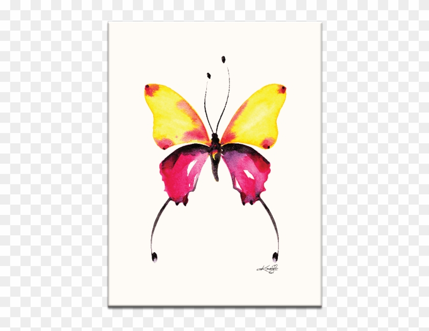 Watercolor Butterfly 9 Wall Art - Yellow And Pink Butterfly Clipart #5538256