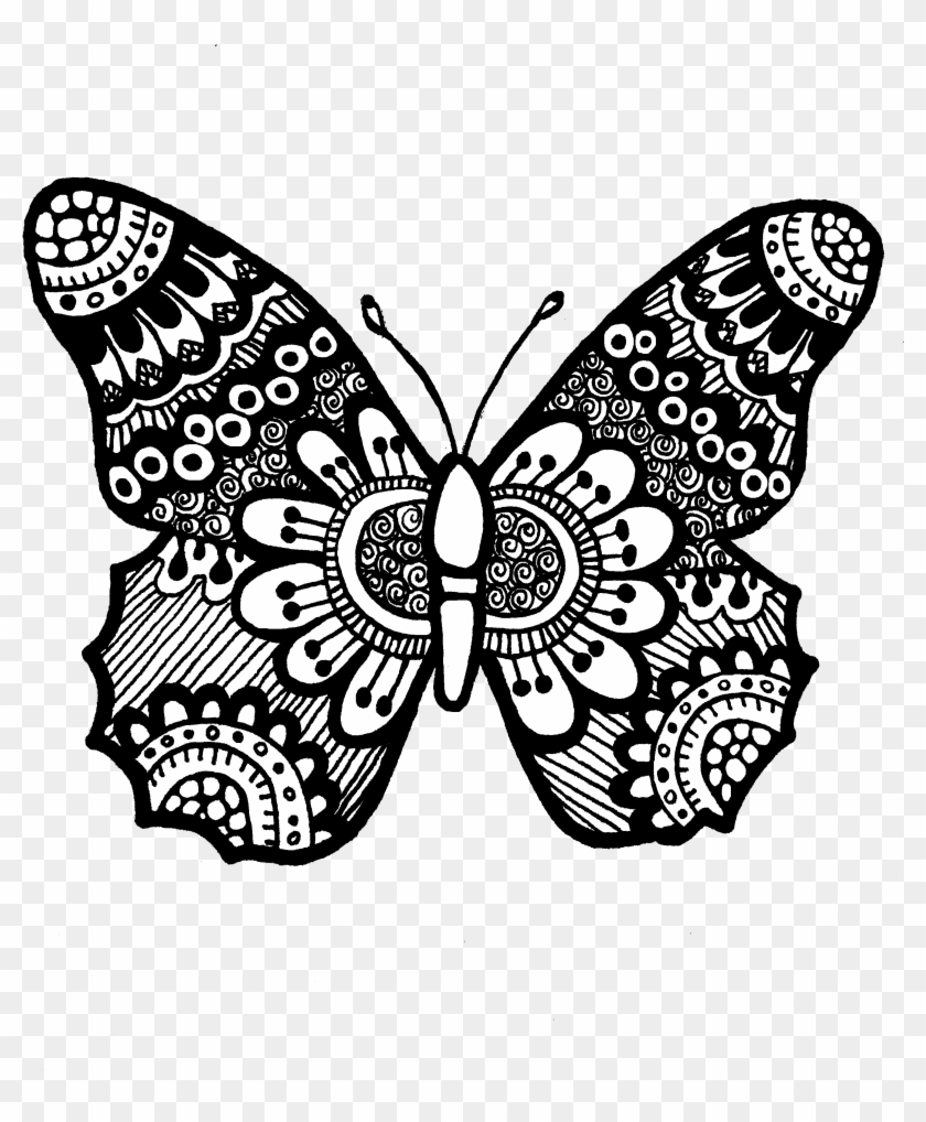 Butterfly Zentangle - Tribal De Animales Blanco Y Negro Clipart #5538505