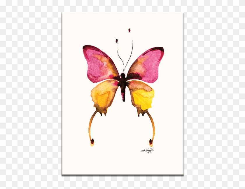 Watercolor Butterfly 10 Wall Art - Pink And Yellow Butterfly Real Clipart #5538596