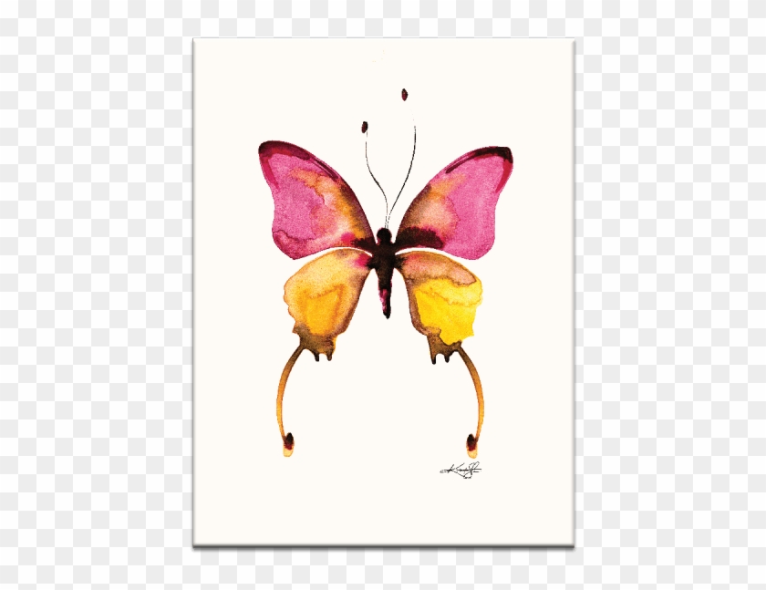 Watercolor Butterfly 10 Wall Art - Pink And Yellow Butterfly Real Clipart