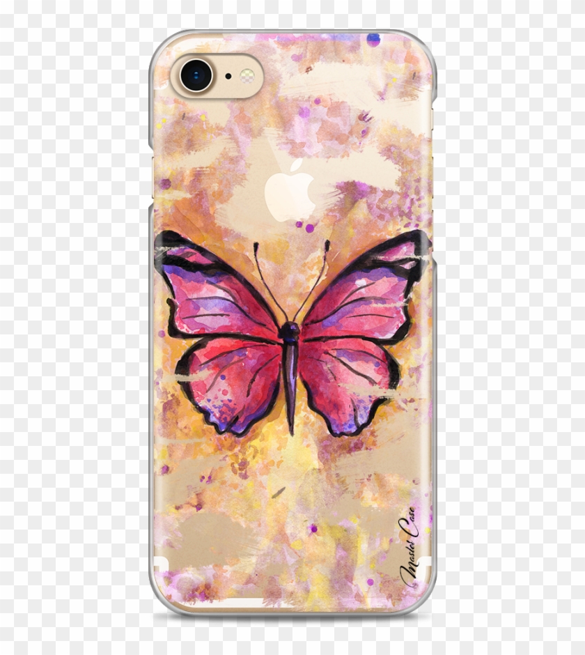 Coque Iphone 7/8 Pink Watercolor Butterfly - Mobile Phone Case Clipart #5538966