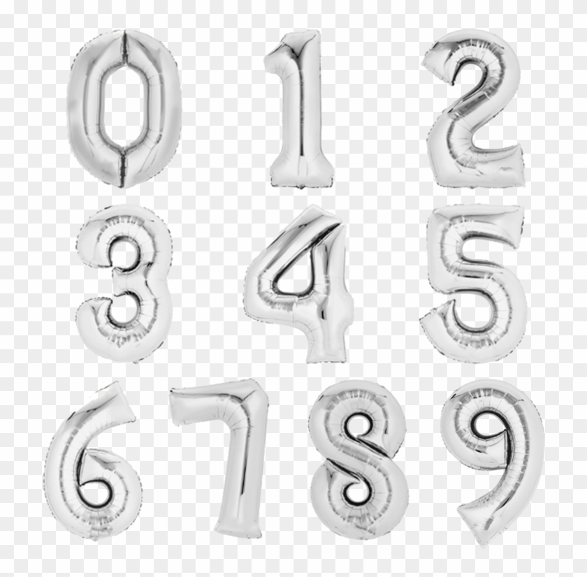 80 Cm Silver Numbers Balloon Balloon Foil Balloon Birthday - Amscan Foil Numbers Clipart