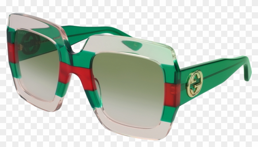 Gg0178s-001 Multicolor Green Sunglasses / Green Gradient - Red And Green Gucci Sunglasses Clipart