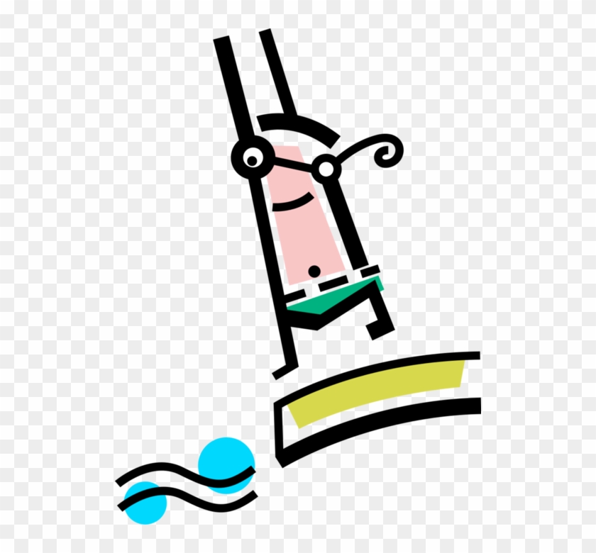 Vector Illustration Of Diver Bounces On Diving Board Clipart