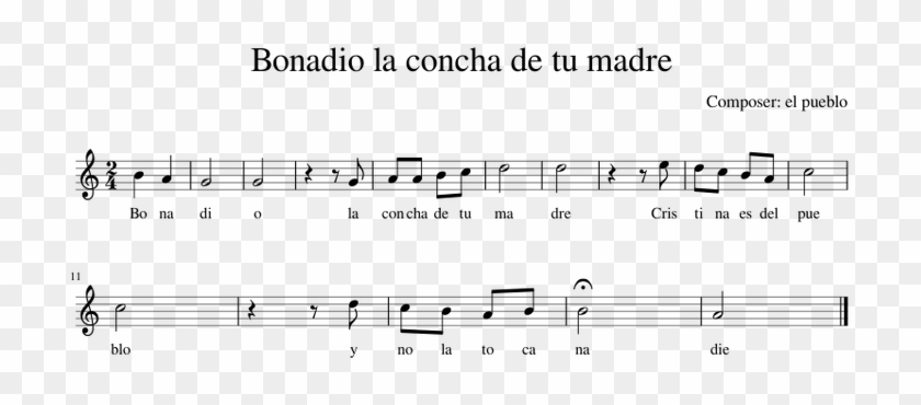 Bonadio La Concha De Tu Madre Piano Tutorial - Sheet Music Clipart #5541038
