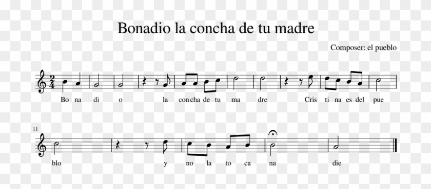 Bonadio La Concha De Tu Madre Piano Tutorial - Sheet Music Clipart