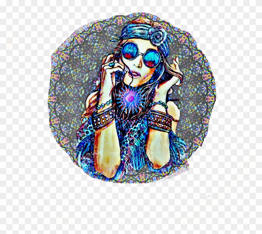 #hippie #colors #colorful #girl #glasses #jewelry - Illustration Clipart #5541562