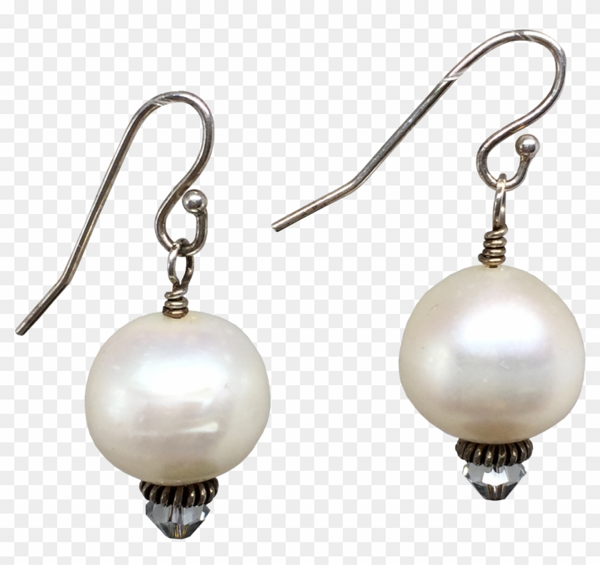 White Pearl Crystal Earrings - Earrings Clipart