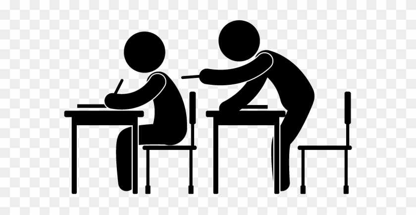 Student At Desk Clipart Black And White - Png Download
