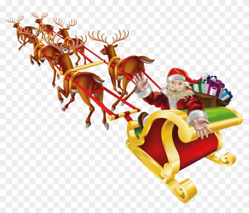 Santa's Sleigh - Santa Sleigh Png Transparent Clipart #5546662