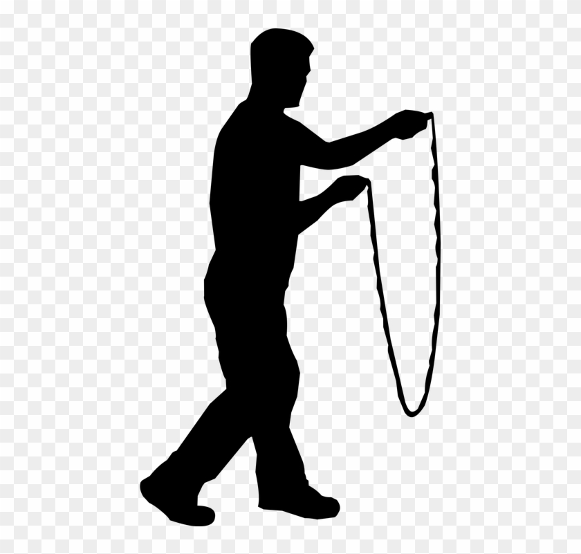 Exercise Clipart Black And White - Jump Rope Silhouette Png Transparent Png