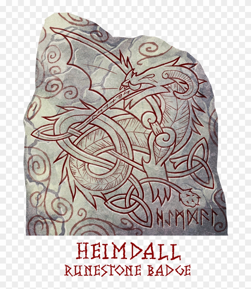 Heimdall Runestone Badge - Rune Stone Design Clipart