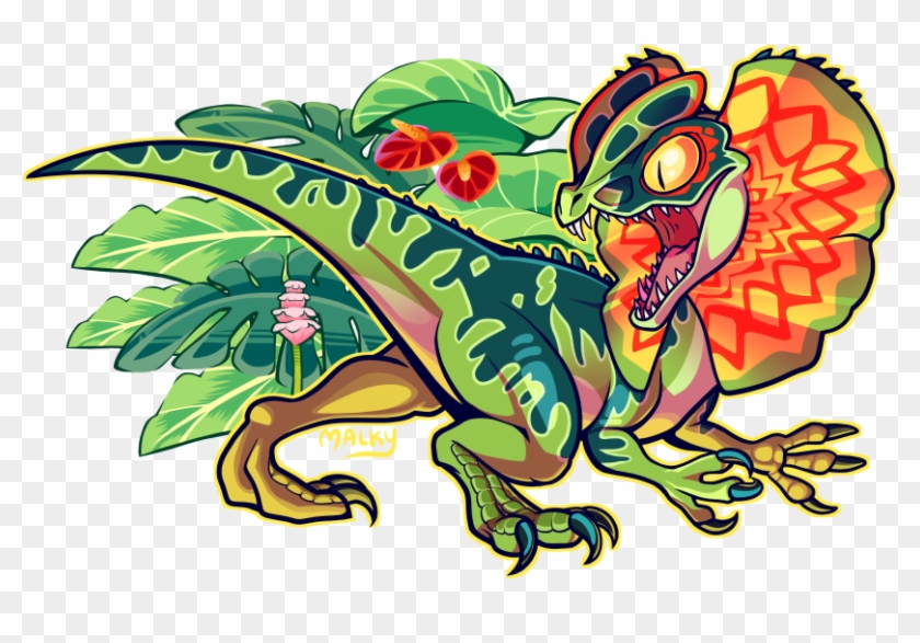 Dilophosaurus - Jurassic Park Dilophosaurus Cartoon Clipart