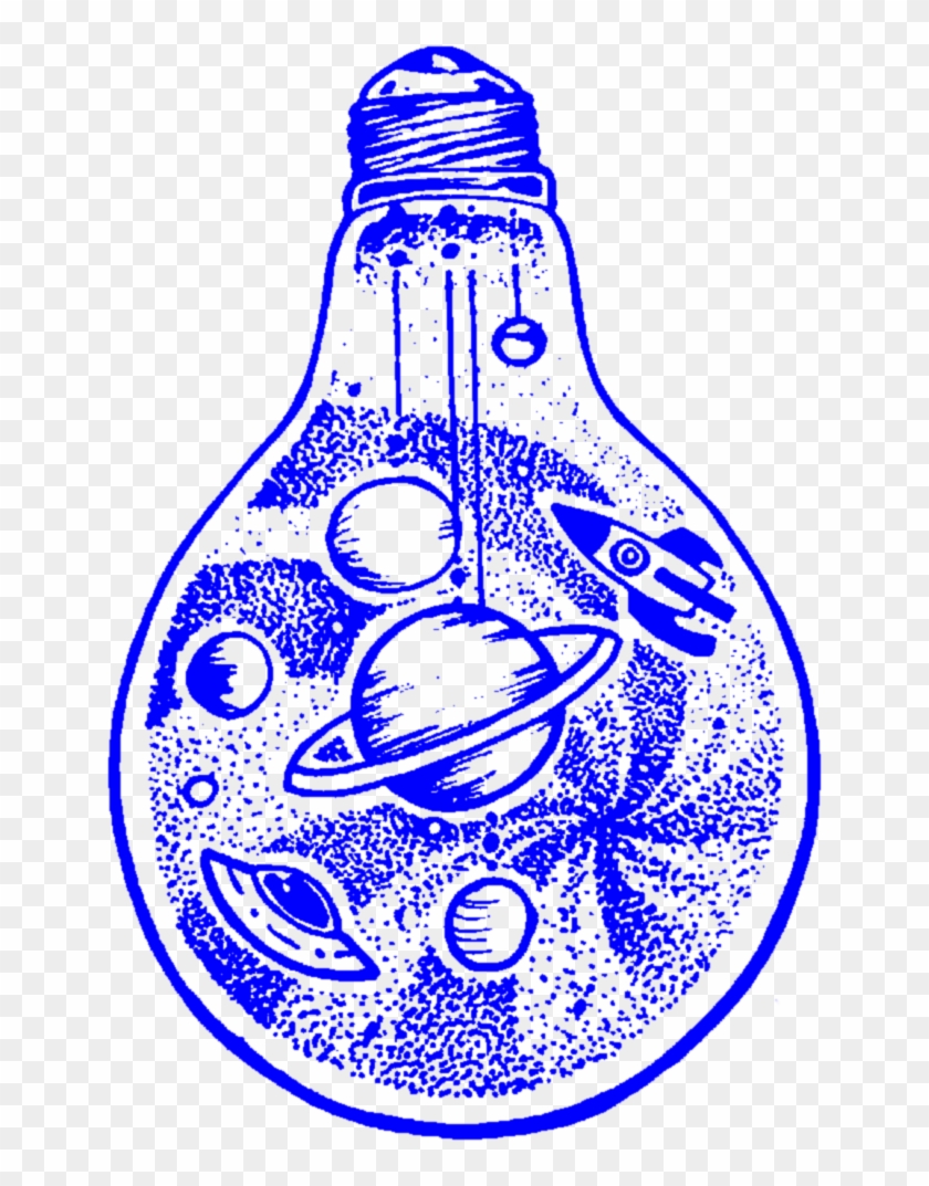#aesthetic #space #planets #planet #rocket #rocketship - Space In A Light Bulb Drawing Clipart #5551158