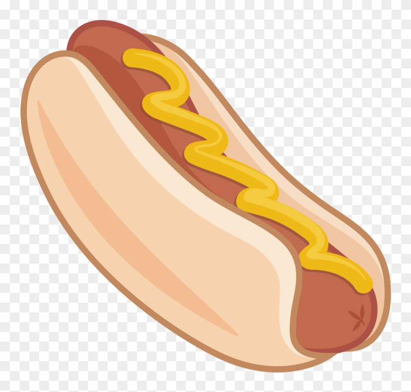 Hot Dog Food Mustard Vector Illustration Hot Dog Emoji - Knackwurst Clipart