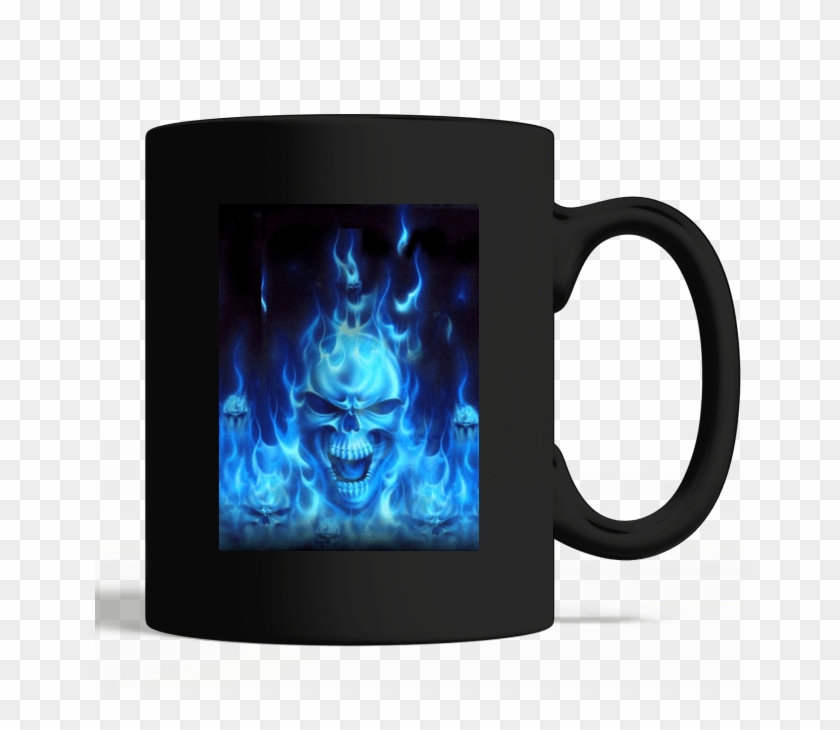 Blue Fire Skull Mug - Blue Fire Skull Wallpaper Hd Clipart