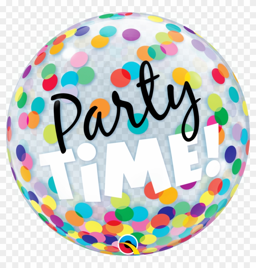 Bubble 22" Party Time Colorful Dots , Qbb-23636 - Party Balloons And Confetti Png Clipart