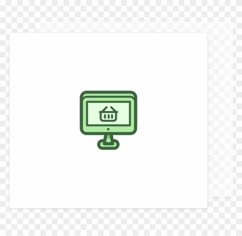 Card With An Icon Of A Computer With A Shopping Cart - Sign Clipart