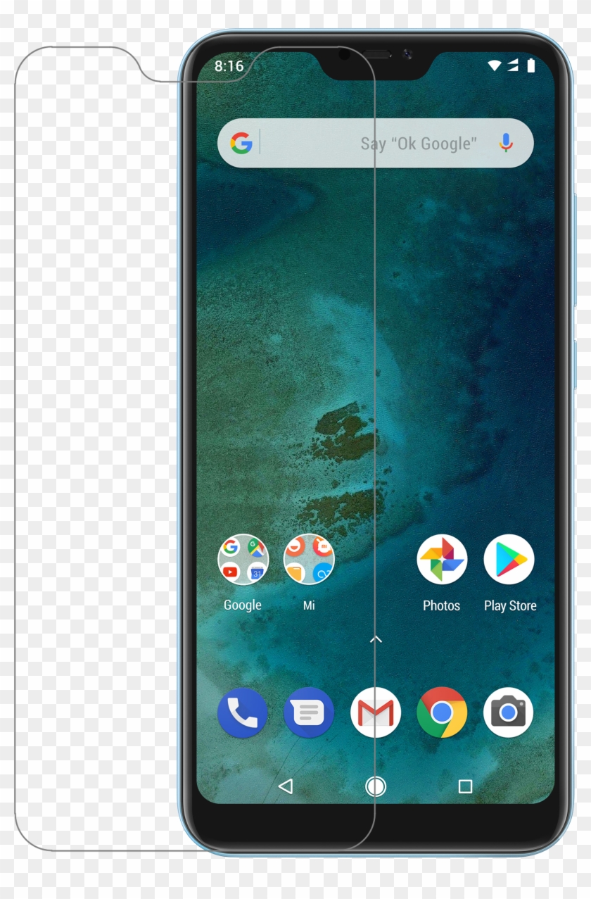 Transparent Glass Phone - Mi A2 Lite Blue Clipart