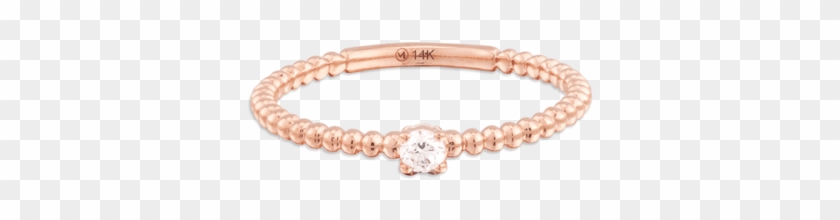 Diamond Beaded Ring Rose Gold - Bague Fine Or Rose Clipart