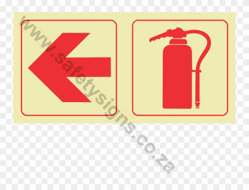 Arrow Left & Fire Extinguisher Photoluminescent Sign - Signs Clipart #5558721