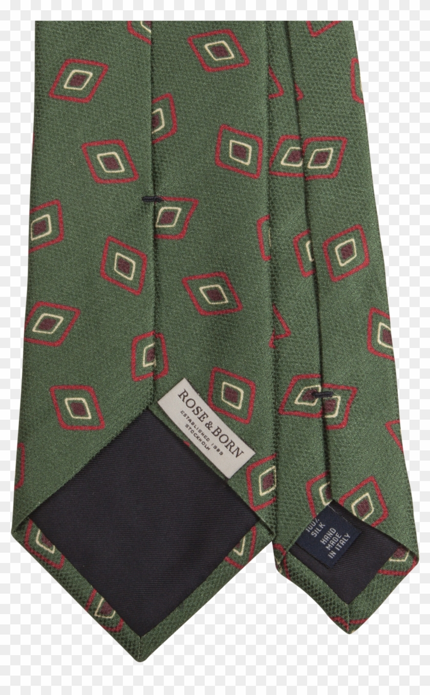 Green Diamond Block Print Silk Tie - Wool Clipart #5559034