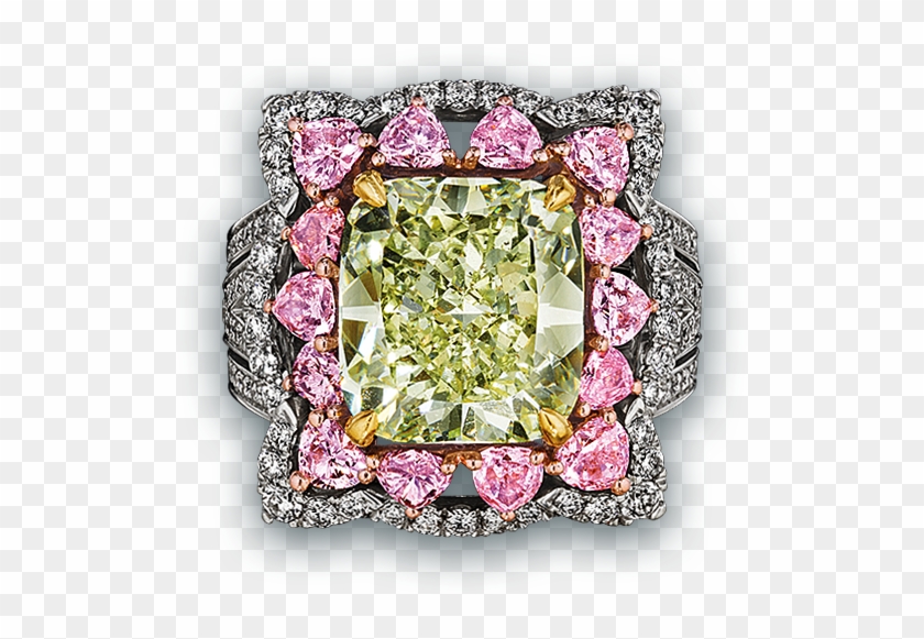 Natural Fancy Intense Yellow Green Diamond Ring - Engagement Ring Clipart #5559094