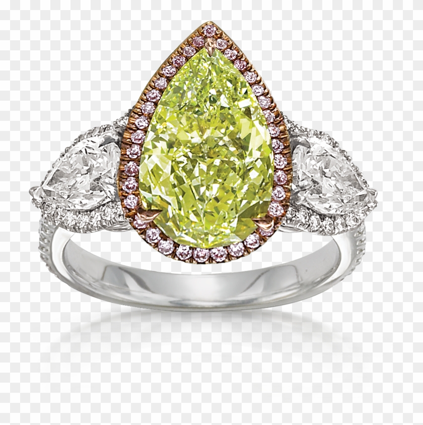 Fancy Intense Yellow Green Diamond Ring - Engagement Ring Clipart #5559375