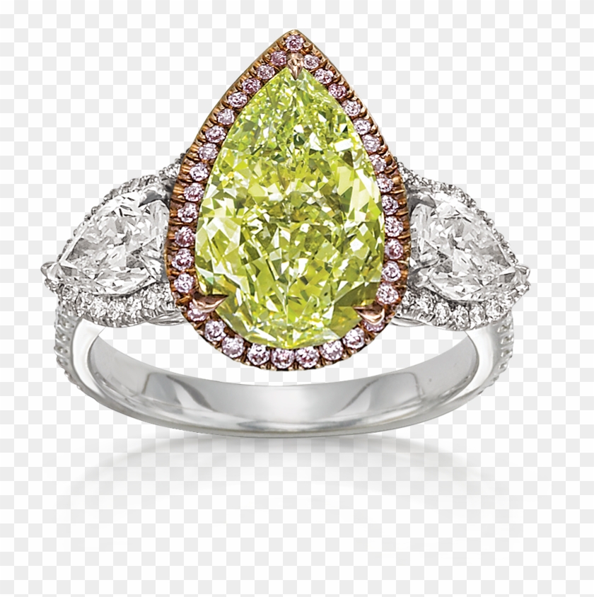 Fancy Intense Yellow Green Diamond Ring - Engagement Ring Clipart