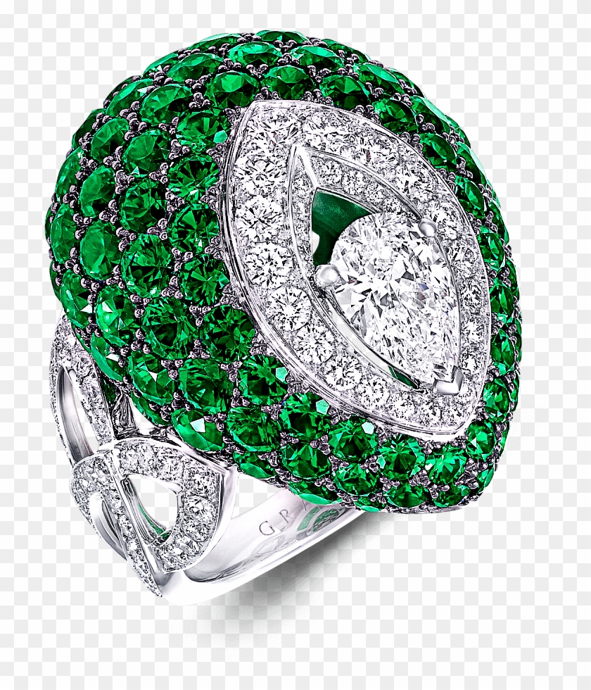 A Graff Bombé Pavilion Ring Featuring A Central Pear Clipart
