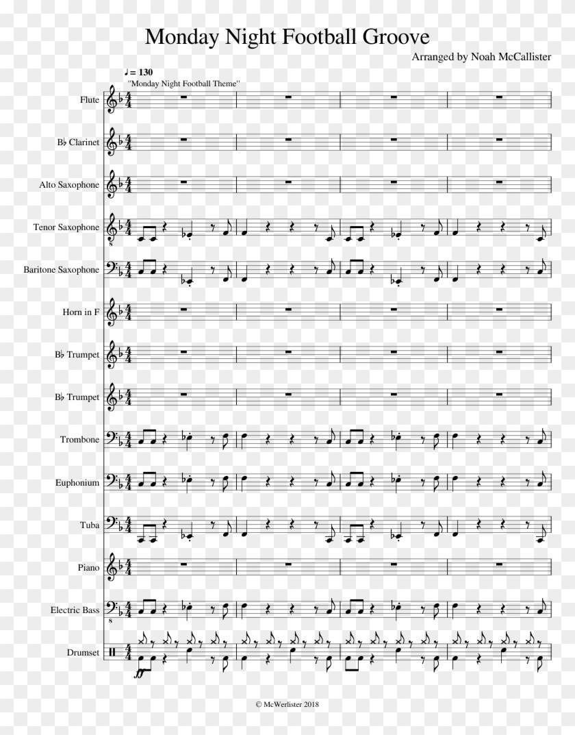 Monday Night Football Groove Cbs Nba Theme Sheet Music - Waltz No 2 Shostakovich Pdf Clarinet Clipart #5559744