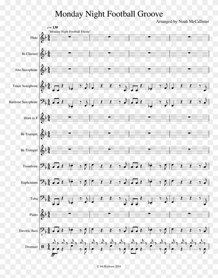 Monday Night Football Groove Cbs Nba Theme Sheet Music - Waltz No 2 Shostakovich Pdf Clarinet Clipart