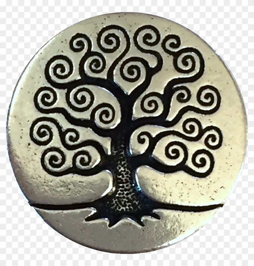 Silver Tree Of Life Button - Pewter Necklaces Clipart #5560944