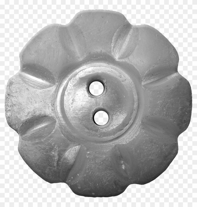 Floral Button With Eight Squarish Petals, Silver - Circle Clipart