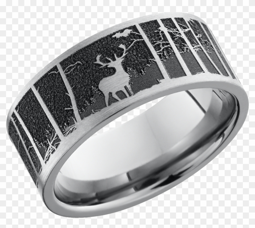 Deer Wedding Band For Men - Country Wedding Rings For Guys Clipart #5561541