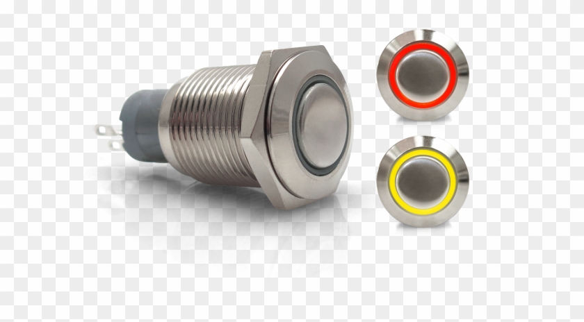 Momentary 16mm Red Or Yellow Ring Led Aluminum Billet - Hot Rod Clipart