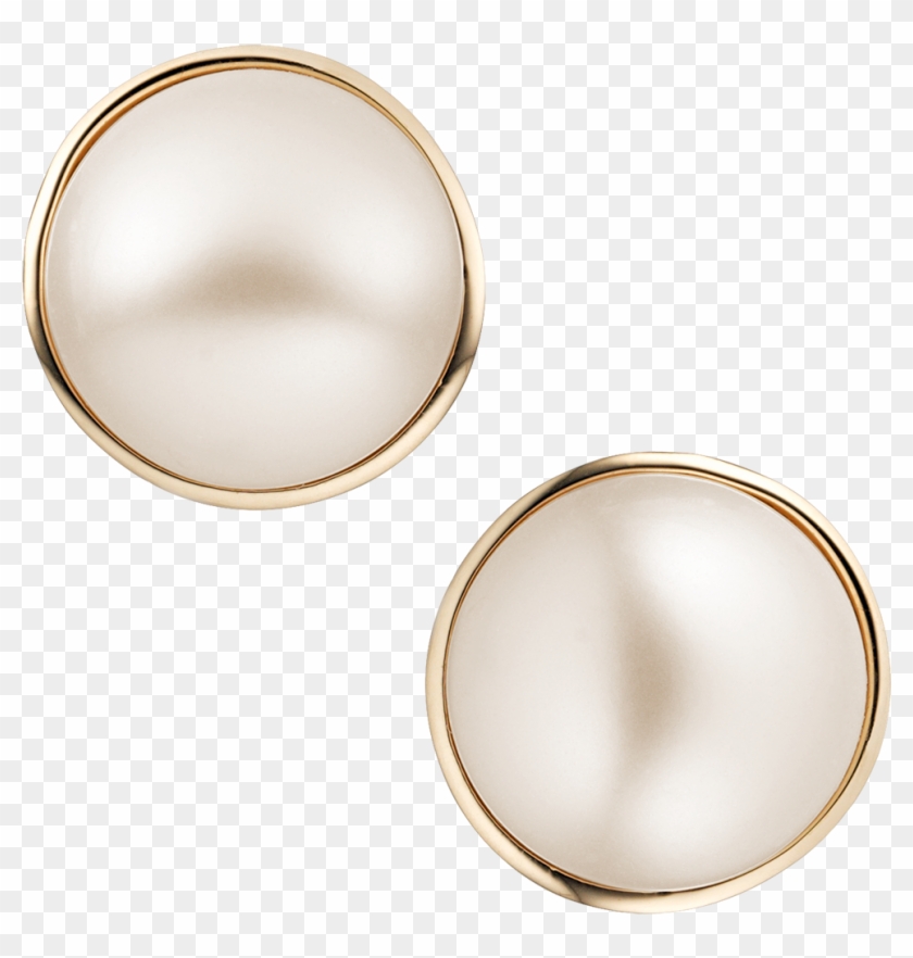 Clip On Cream Pearl Button Earrings - Pearl Button - Png Download #5561851