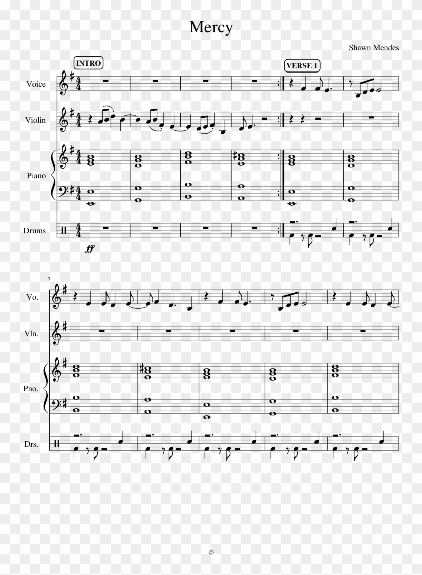 Mercy Sheet Music Composed By Shawn Mendes 1 Of 14 - Inception Flute Sheet Music Clipart