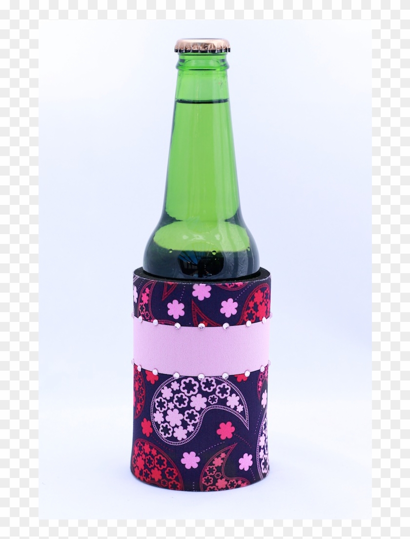 Pink Paisley Can Cooler - Beer Bottle Clipart