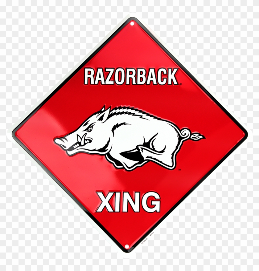 Arkansas Razorback Xing 12 X 12" Metal Crossing Sign - Arkansas Razorbacks Clipart #5565773