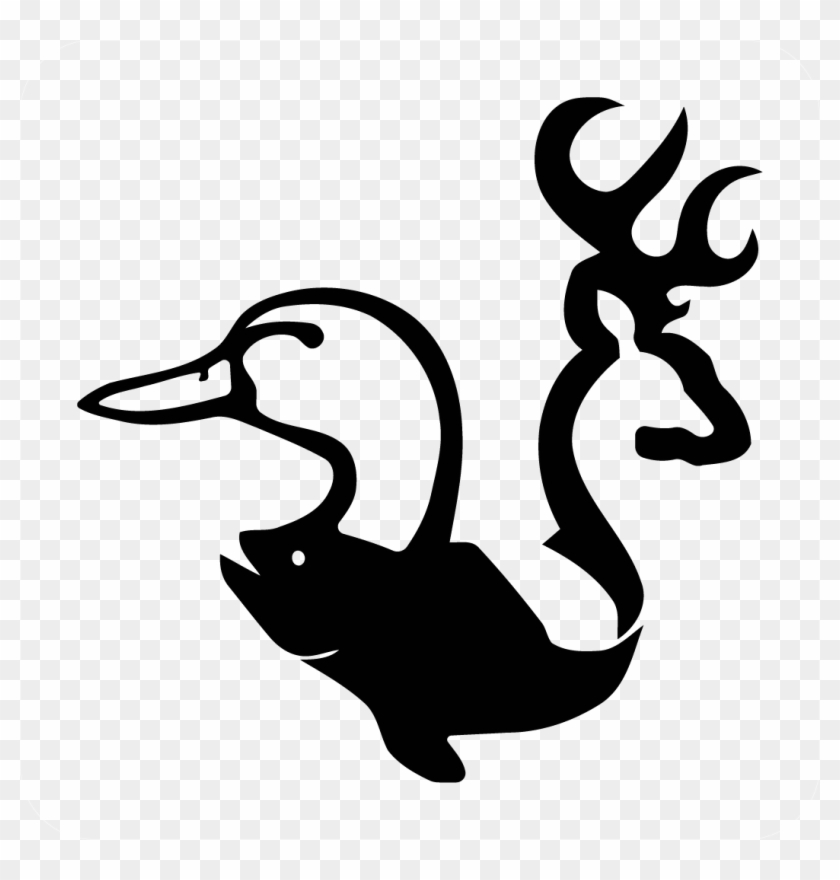 Dear Duck And Fish Head Decal - Browning Deer Clipart #5569173